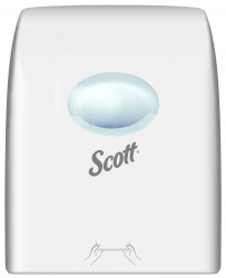 SCOTT 7377 Hard Roll Hand Towel Dispenser, White Lockable ABS Plastic, Compatibl