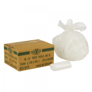 Bin Liner 18ltr White Tidy Bag Roll 51x43cm
