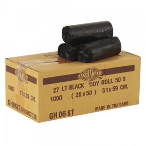 Bin Liner 27lt Black Tidy Bag Roll 59x51cm